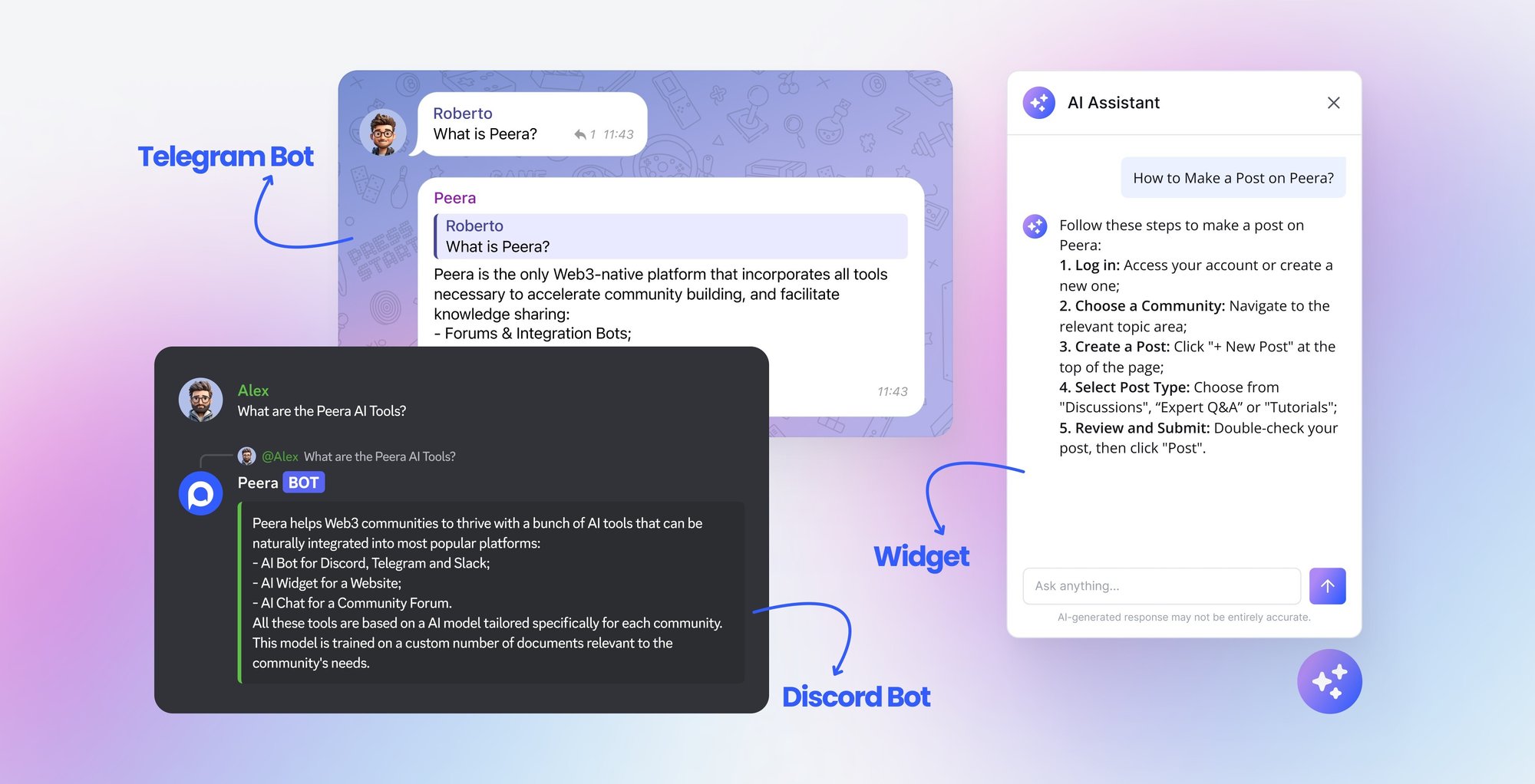 Peera AI for Discord, Telegram and Slack