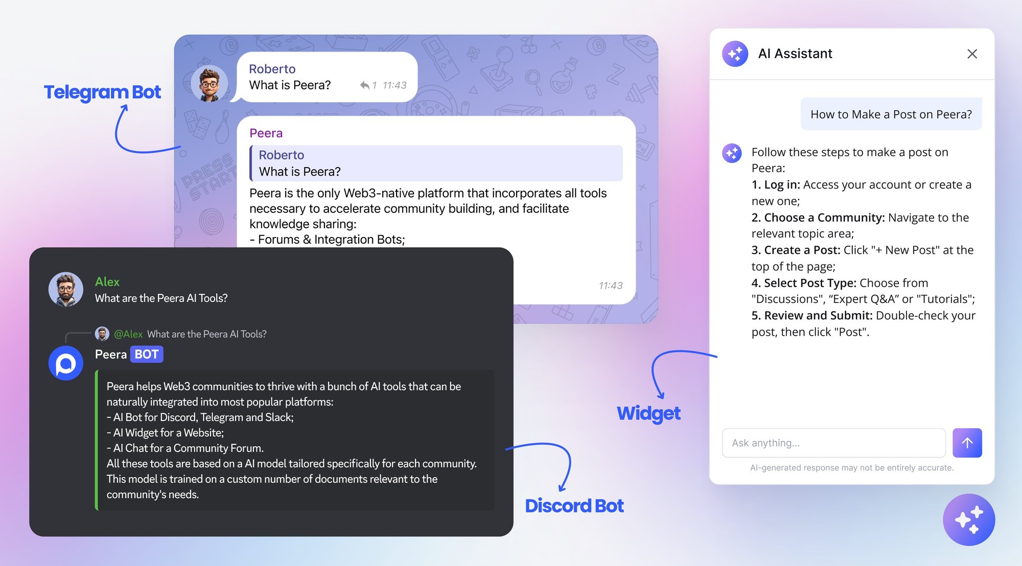 Peera AI for Discord, Telegram and Slack